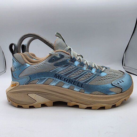 Merrell Moab Speed 2 x Sweaty Betty Womens Size 6 Blue Hiking Shoes Vibram Soles - Picture 12 of 13